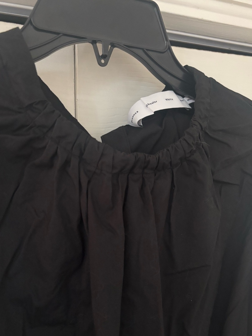 PROENZA SCHOULER White Label Birdie Shirred Cotton Poplin Blouse in Black - Picture 6 of 14